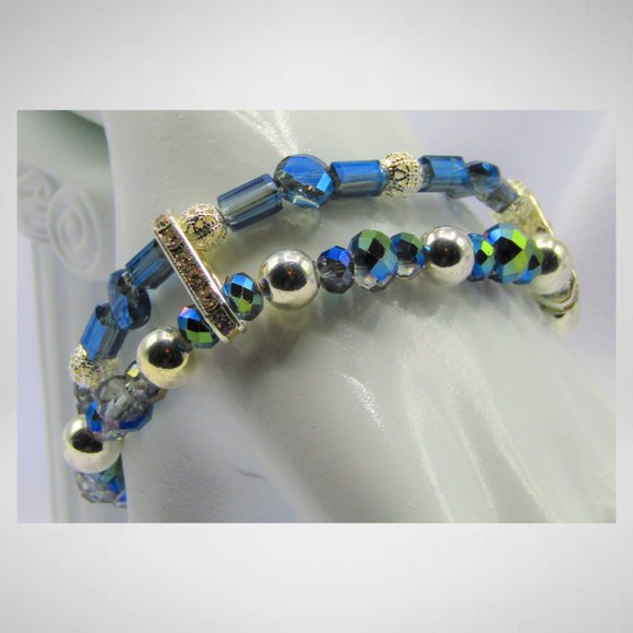 Blue and Silver Colour Beaded Jewelry Set - Picture 4 of 5